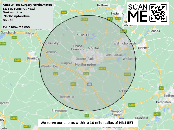 Armour Tree Surgery Areas we cover map 2